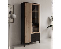 Meubella - Vitrinekast Charles 2 - Eiken - 87 cm