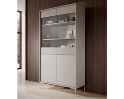 Meubella - Vitrinekast Five - Beige - 103 cm