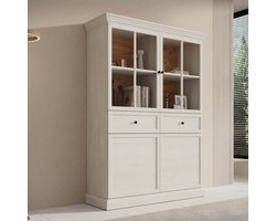 Meubella - Vitrinekast Leroy - Wit eiken - 114 cm