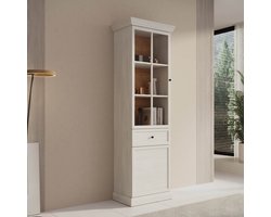 Meubella - Vitrinekast Leroy - Wit eiken - 63 cm