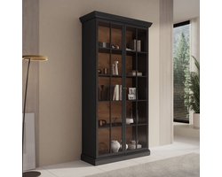 Meubella - Vitrinekast Leroy - Zwart eiken - 102 cm