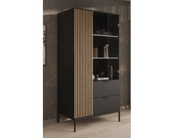 Meubella - Vitrinekast Marbella - Zwart - 100 cm
