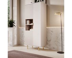 Meubella - Vitrinekast Nicola - Beige - 80 cm