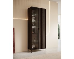 Meubella - Vitrinekast Paz - Donkerbruin eiken - 73 cm