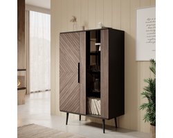 Meubella - Vitrinekast Pedro - Donker eiken - Zwart eiken - 90 cm