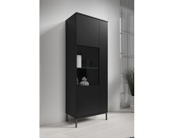 Meubella - Vitrinekast Queen - Mat Zwart - 70 cm