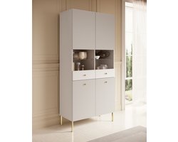Meubella - Vitrinekast Vermont - Wit - 90 cm