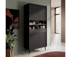 Meubella - Vitrinekast Winq - Antraciet - 90 cm