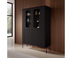 Meubella - Vivi - Vitrinekast - Zwart - 110x40x160 cm