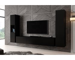 Meubella - Wandmeubel Bonzo 3 - Mat Zwart