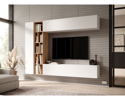 Meubella - Wandmeubel Kastila - Wit - Eiken