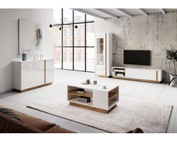 Meubella - Woonkamer Ashley 2 - Wit - Eiken