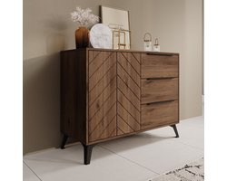 Meubella - Xiano - Dressoir - Donker eikenpatroon - 104x40x80 cm