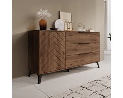 Meubella - Xiano - Dressoir - Donker eikenpatroon - 154x40x80 cm