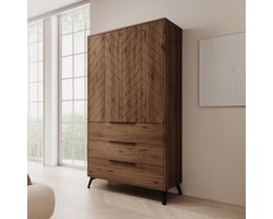 Meubella - Xiano - Kledingkast 2 deurs - Donker eiken - 104x40x180 cm