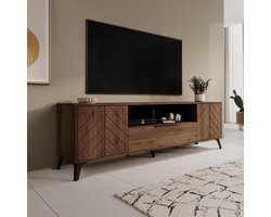 Meubella - Xiano - TV-Meubel - Donker eikenpatroon - 204x40x60 cm