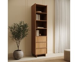 Meubella - Yarrow - Boekenkast - Eikenpatroon - 50x39x201 cm