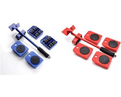 Meubellift Gereedschap - Meubelverhuizers Set - Zware Meubels Verplaatsen - Hefboom Mechanisme - Max 350 lbs - Rood Blauw