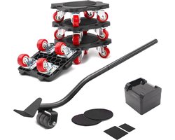 meubellifter met 4 schuivers en crowbar, 360° rotatie wielen, meubelMover Dolly 660 lb draagvermogen voor bewegende banken, kasten en koelkasten
