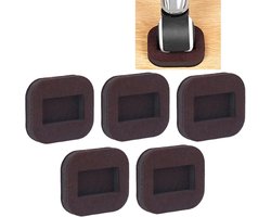 Meubelonderleggers set van 5 - vilten kopjes - viltrollen - antislip meubeldoppen - vloerbeschermers voor hardhouten vloeren - stoelwielen - bruin