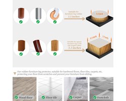Meubelonderzetters zwenkbekers rubber 3,5 inch vierkant antislip pads, hardhouten vloeren beschermers-voor meubels benen slaapbank piano stoel voeten voorkomen glijden stoppers (4, zwart vierkant 3,5