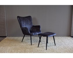 Meubelplaats By Olaf Fauteuil Molly met Voetenbank Antraciet - By-Olaf - Luxe en Comfort