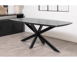 Meubelplaats Eettafel Salerno Deens Ovaal Eiken Visgraat 300x100 cm Zwart - Modern en Industrieel design - Vergadertafel