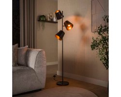 Meubelplaats Flecto Trio Vloerlamp - Staande lamp voor woonkamer en slaapkamer - 3 lichtpunten - verstelbare kappen metaal - urban bruin - 167 cm hoog