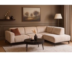 Meubelplaats Hoekbank Avani met ottomane rechts - Beige – 256x188x77 cm – Modern