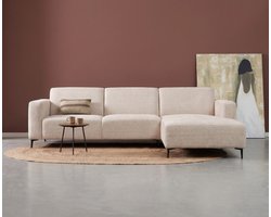 Meubelplaats Hoekbank Nolan met Chaise Longue Rechts – Cremona Stof - Natural - 275x150x84 cm