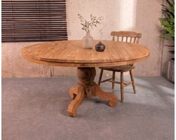 Meubelplaats Ronde Eettafel Teakhout met Bolpoot Bali - Ø100x78 cm