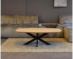 Meubelplaats Salontafel Eiken Deens Ovaal Spinpoot 130x80 cm - Onbehandeld - Spinpoot