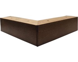 Meubelpoot bruin hoek 18,5 bij 18,5 cm en hoogte 4,5 cm van massief hout - Set van 4 stuks