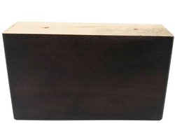 Meubelpoot bruin rechthoek 15 bij 5 cm en hoogte 9 cm van massief hout - Set van 4 stuks