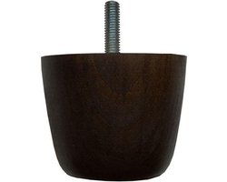 Meubelpoot bruin rond Ø 7 cm en hoogte 5,5 cm van massief hout (M8) - Set van 4 stuks