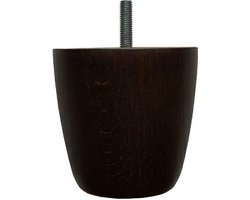 Meubelpoot bruin rond Ø 8 cm en hoogte 8 cm van massief hout (M8) - Set van 4 stuks