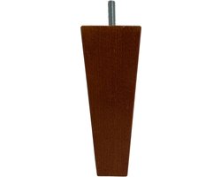 Meubelpoot bruin taps 5,5 bij 5,5 cm en hoogte 16 cm van massief hout (M8) - Set van 4 stuks