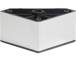 Meubelpoot chroom vierkant 8 bij 8 cm en hoogte 5 cm van kunststof - Set van 4 stuks