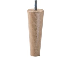 Meubelpoot conisch 5 bij 5 cm en hoogte 15 cm van massief hout (M10) - Set van 4 stuks