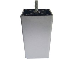 Meubelpoot grijs vierkant 7 bij 7 cm en hoogte 12 cm van kunststof (M8) - Set van 4 stuks