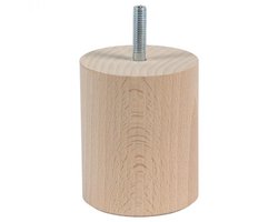 Meubelpoot rond Ø 5 cm en hoogte 7 cm van massief hout (M8) - Set van 4 stuks