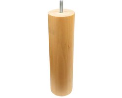 Meubelpoot rond Ø 5,5 cm en hoogte 20 cm van massief hout (M8) - Set van 4 stuks