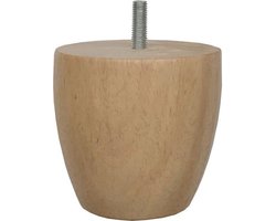 Meubelpoot rond Ø 8 cm en hoogte 8 cm van massief hout (M8) - Set van 4 stuks