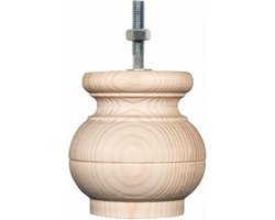 Meubelpoot rond Ø 9 cm en hoogte 9 cm van massief hout (M8) - Set van 4 stuks