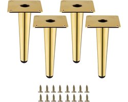 Meubelpoot Set 4 Stuks - Gouden Metalen Meubelpoten 15 cm - Zware Duty Meubelvoeten voor Bank en Kast - Moderne DIY Meubelvervanging - Rechte Design Poten in Goud