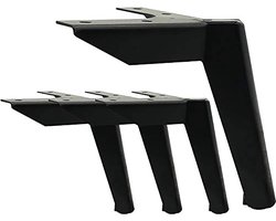 Meubelpoot Set 4 Stuks - Zwarte Metalen Kastpoten 12 cm - DIY Onderstellen voor Tafels en Kasten - Geschikt voor Stoelen Kasten en Banken - Universele Meubelverhogers