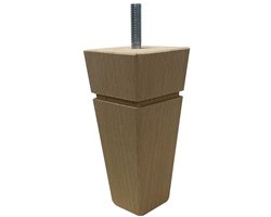 Meubelpoot taps 5,5 bij 5,5 cm en hoogte 12 cm van massief hout (M8) - Set van 4 stuks