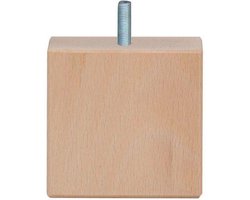 Meubelpoot vierkant 10 bij 10 cm en hoogte 10 cm van massief hout (M10) - Set van 4 stuks