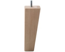 Meubelpoot vierkant 6 bij 6 cm en hoogte 17 cm van massief hout (M8) , taps 6 x 6 cm / 3,5 x 3,5 cm - Set van 4 stuks