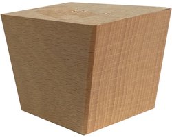 Meubelpoot vierkant 7 bij 4,5 cm en hoogte 5 cm van massief hout - Set van 4 stuks